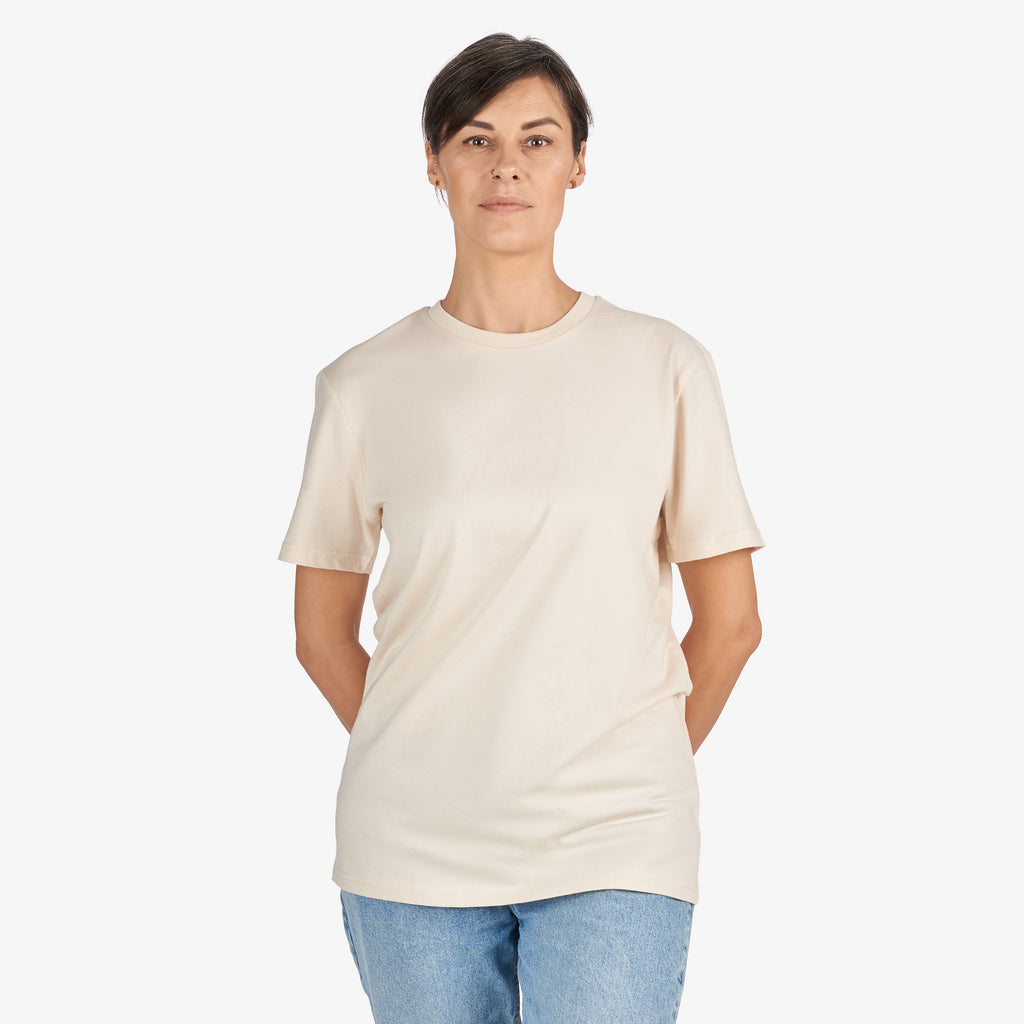 Beige T-Shirt “Who’s the Boss” (Front Graphic)