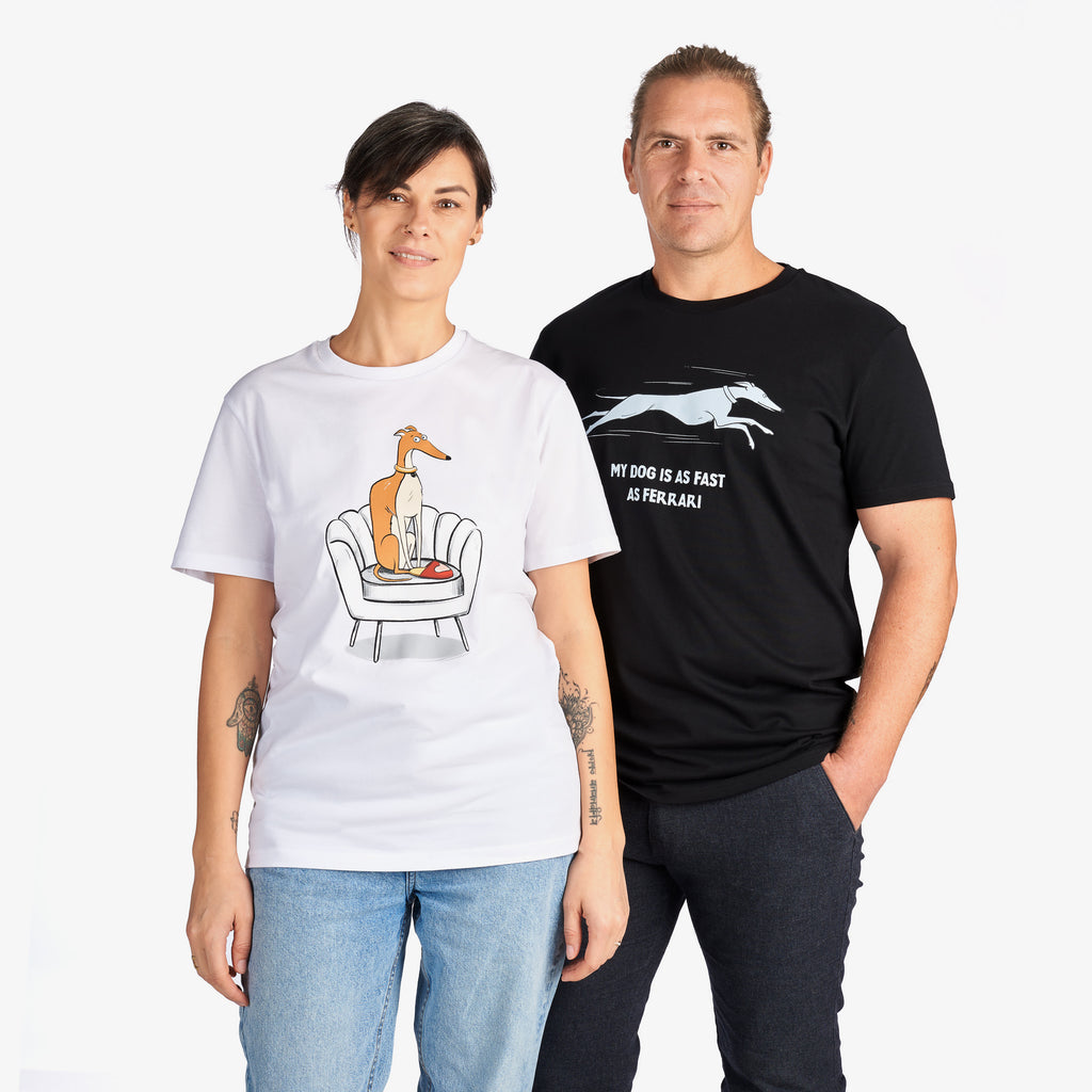 Black T-Shirt “My Dog Is as Fast as Ferrari” (Front Graphic)