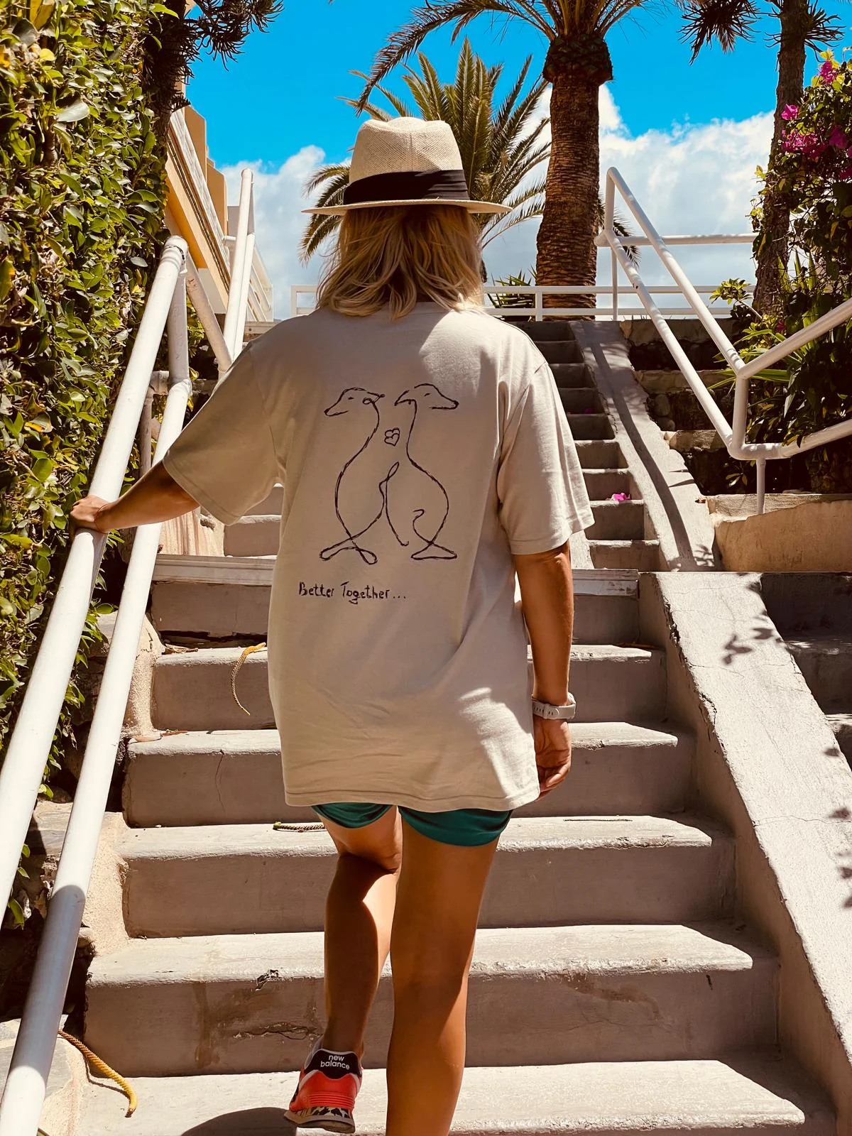 Hand-drawn greyhound illustration on a t-shirt